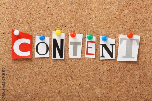 Photo: The word Content on a cork notice board The word Content on a cork notice board