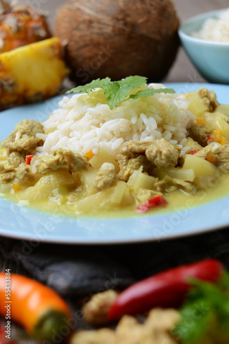 Photo: Sojafleisch-Curry mit Ananas und Kokosmilch Sojafleisch-Curry mit Ananas und Kokosmilch