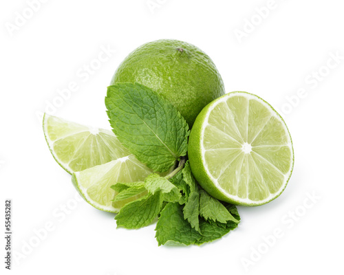 Photo: lime with mint leaves lime with mint leaves