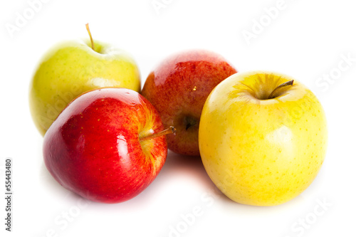 Photo: fresh colorful apples isolated on white background fresh colorful apples isolated on white background