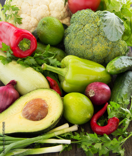 Photo: still life of green vegetables. still life of green vegetables.