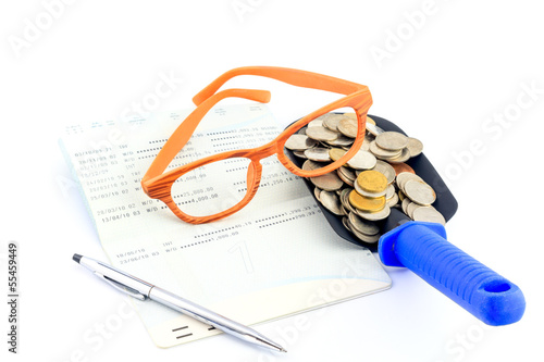 Photo: Saving money and account passbook Saving money and account passbook