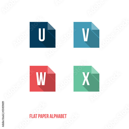 Vector: U V W X- Flat Design Paper Button Alphabet U V W X- Flat Design Paper Button Alphabet