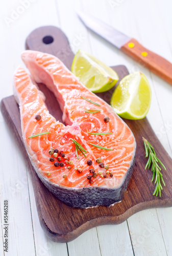 Photo: raw salmon steak raw salmon steak