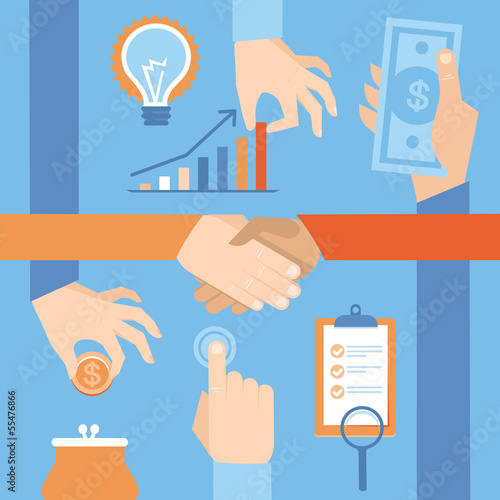 Vector: Vector set of hands - money and handshake Vector set of hands - money and handshake