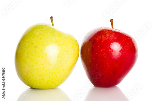 Photo: fresh colorful apples isolated on white background fresh colorful apples isolated on white background