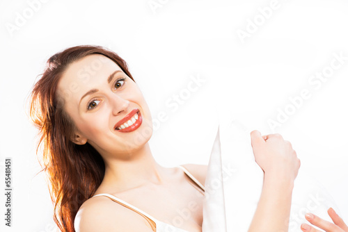 Photo: portrait of a young woman in the bedroom portrait of a young woman in the bedroom