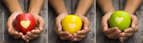 Photo: Apples with engraved hearts Apples with engraved hearts