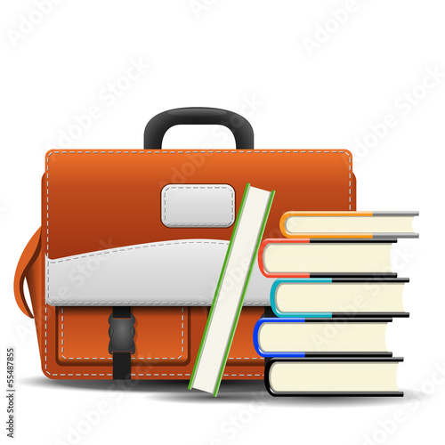 Vector: School bag with books School bag with books