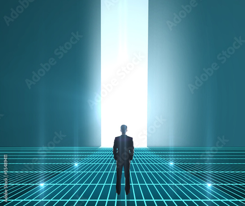 Photo: man looking at interface man looking at interface