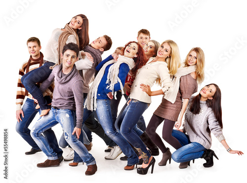 Photo: Group people wearing winter clothes. Group people wearing winter clothes.
