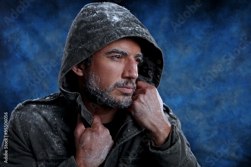 Photo: Man Freezing in Cold Weather Man Freezing in Cold Weather