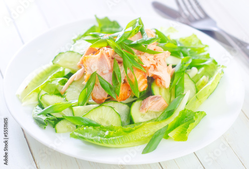 Photo: salad with salmon and cucumber salad with salmon and cucumber