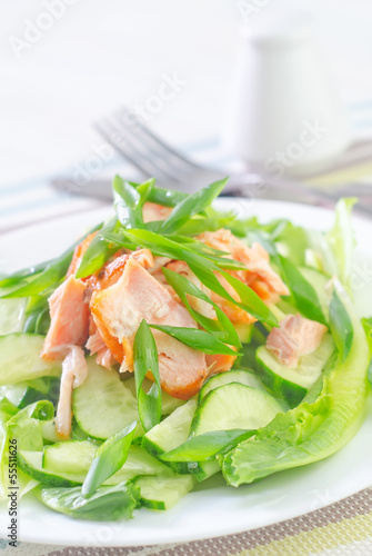 Photo: salad with salmon and cucumber salad with salmon and cucumber