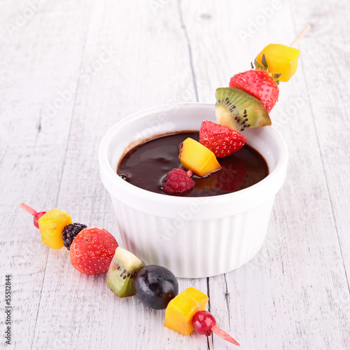 Photo: chocolate fondue and fruits chocolate fondue and fruits