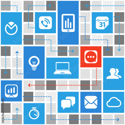 Vector: Abstract communication scheme with color tiles Abstract communication scheme with color tiles