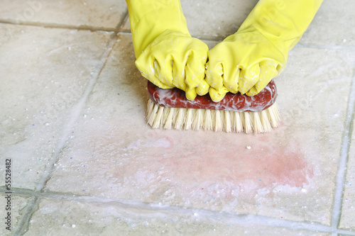 Photo: scrubbing the floor scrubbing the floor