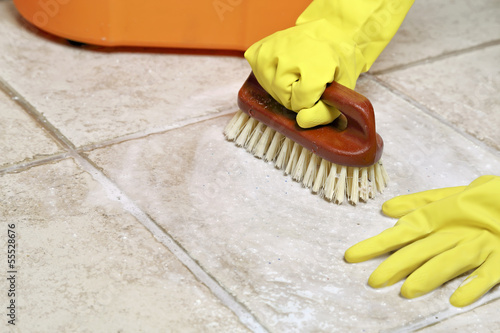 Photo: floor scrubbing floor scrubbing