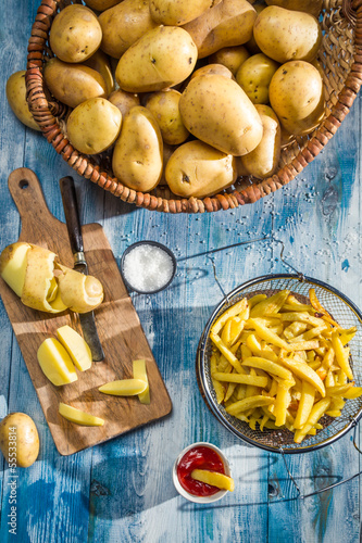 Photo: During the preparation of homemade fries During the preparation of homemade fries
