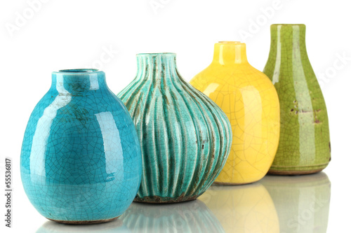 Photo: Decorative ceramic vases isolated on white Decorative ceramic vases isolated on white