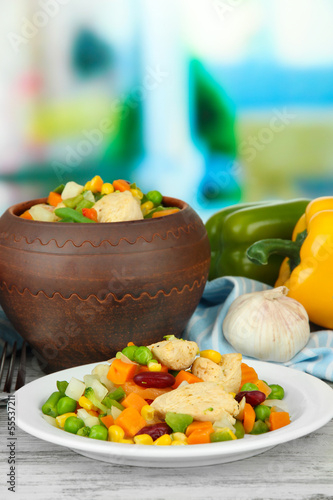 Photo: Baked mixed vegetable with chicken breast in pot, Baked mixed vegetable with chicken breast in pot,