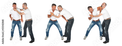 Photo: Man choking other man, series of selfdefense Man choking other man, series of selfdefense