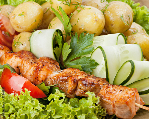 Photo: Grilled meat with vegetables Grilled meat with vegetables
