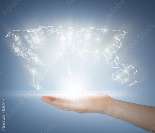 Photo: woman hand with virtual screen woman hand with virtual screen