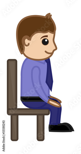 Vector: Man Sitting on Chair - Office Corporate Cartoon People Man Sitting on Chair - Office Corporate Cartoon People