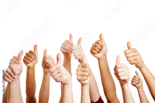 Photo: People congratulate and holding thumbs up People congratulate and holding thumbs up