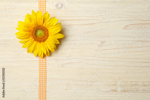 Photo: Sonnenblume auf Holzhintergrund Sonnenblume auf Holzhintergrund