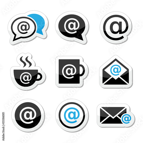Vector: Email, internet cafe, wifi vector icons set Email, internet cafe, wifi vector icons set