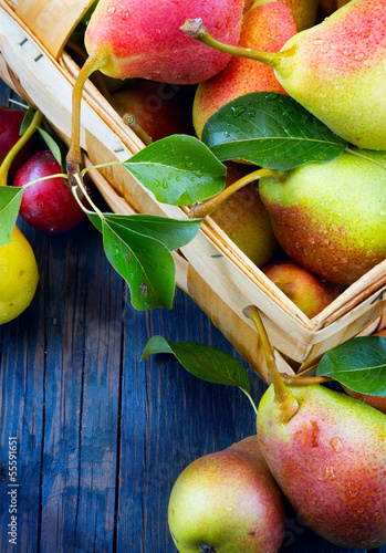 Photo: Art abstract fruits on a wooden background Art abstract fruits on a wooden background