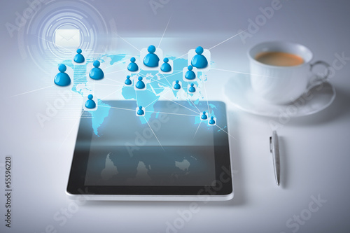 Photo: tablet pc with contact icons tablet pc with contact icons