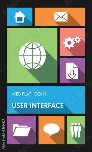 Vector: Colorful web apps user interface flat icons. Colorful web apps user interface flat icons.