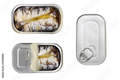 Photo: canned sardines in olive oil isolated on white canned sardines in olive oil isolated on white