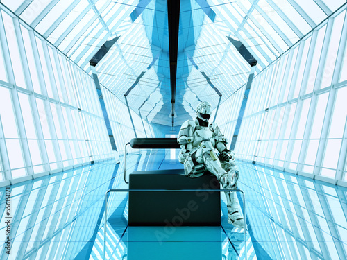 Illustration: sci-fi trooper waiting pose 3d illustration sci-fi trooper waiting pose 3d illustration