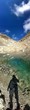 Vertical panorama of backpackers shadow Vertical panorama of backpackers shadow