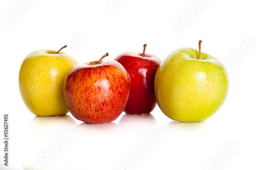 Photo: fresh colorful apples isolated on white background fresh colorful apples isolated on white background