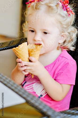 Photo: baby girl with ice cream baby girl with ice cream