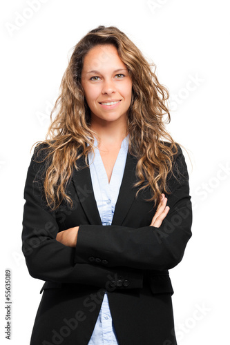Photo: Young businesswoman isolated on white Young businesswoman isolated on white