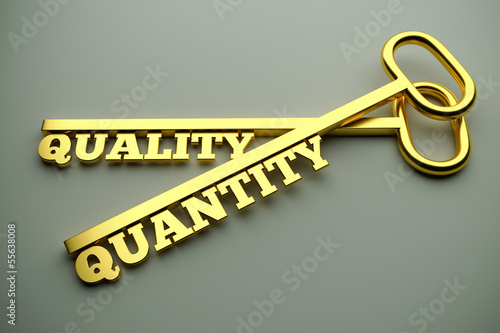 Photo: Quality Or Quantity concept with keys Quality Or Quantity concept with keys