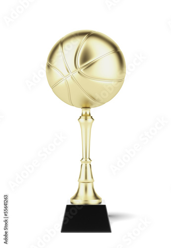 Illustration: basketball trophy in gold basketball trophy in gold