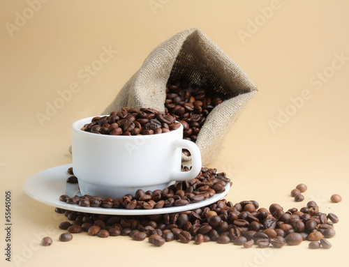 Photo: Cup from coffee on coffee grains Cup from coffee on coffee grains