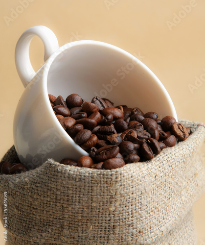 Photo: Cup from coffee on coffee grains Cup from coffee on coffee grains