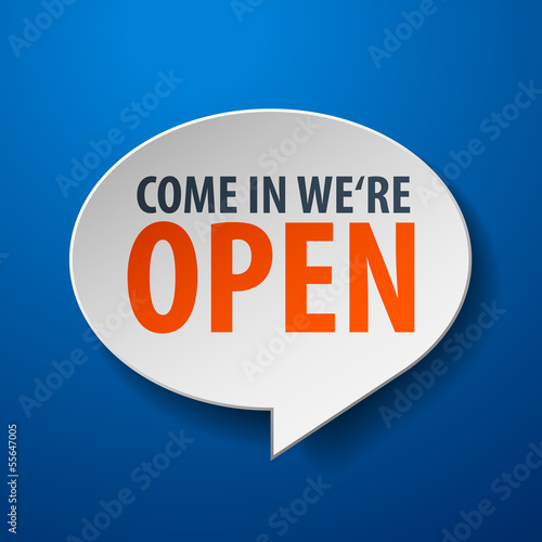 Vector: Open 3d Speech Bubble on blue background Open 3d Speech Bubble on blue background