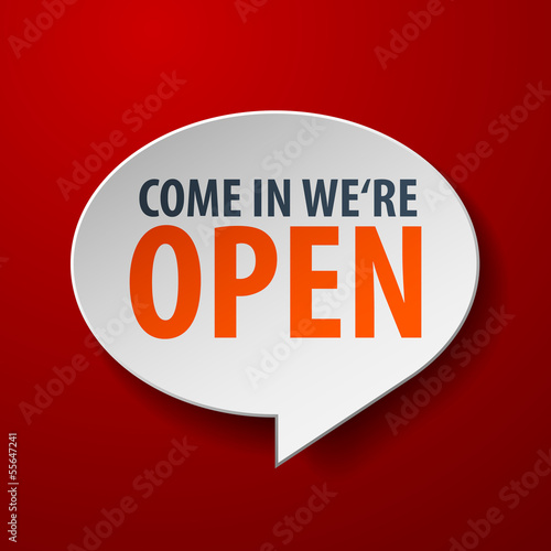 Vector: Open 3d Speech Bubble on red background Open 3d Speech Bubble on red background
