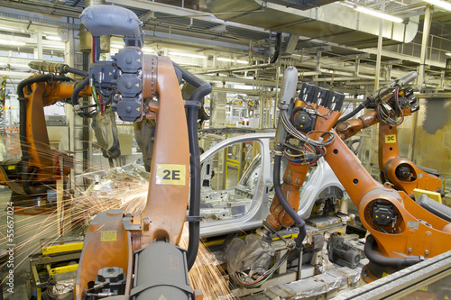 Photo: Roboter schweissen Auto Karosserie Fabrik Roboter schweissen Auto Karosserie Fabrik
