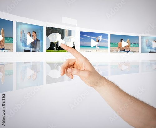 Photo: man with virtual screen man with virtual screen