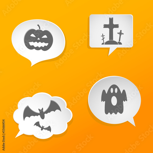 Vector: Speech bubbles with Halloween symbols Speech bubbles with Halloween symbols
